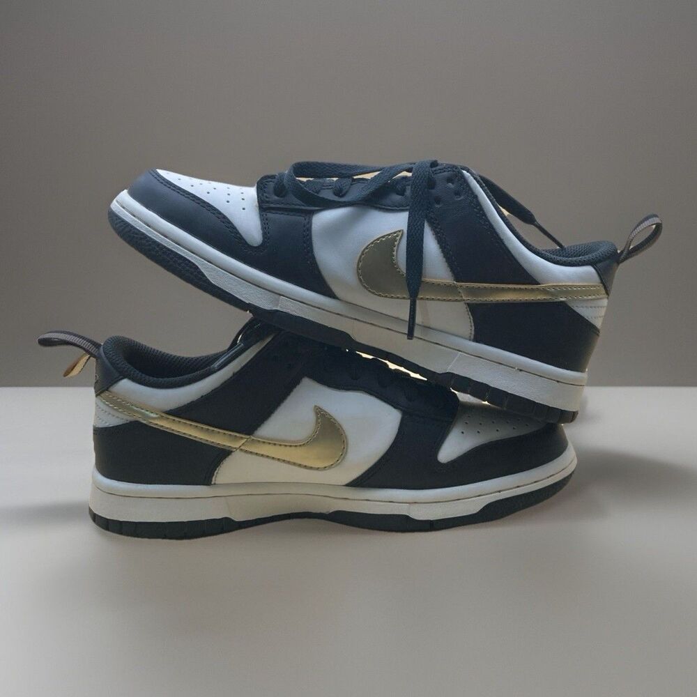 Nike Dunk Low Black White Off Noir Gold Metallic Panda Size 5.5 Youth